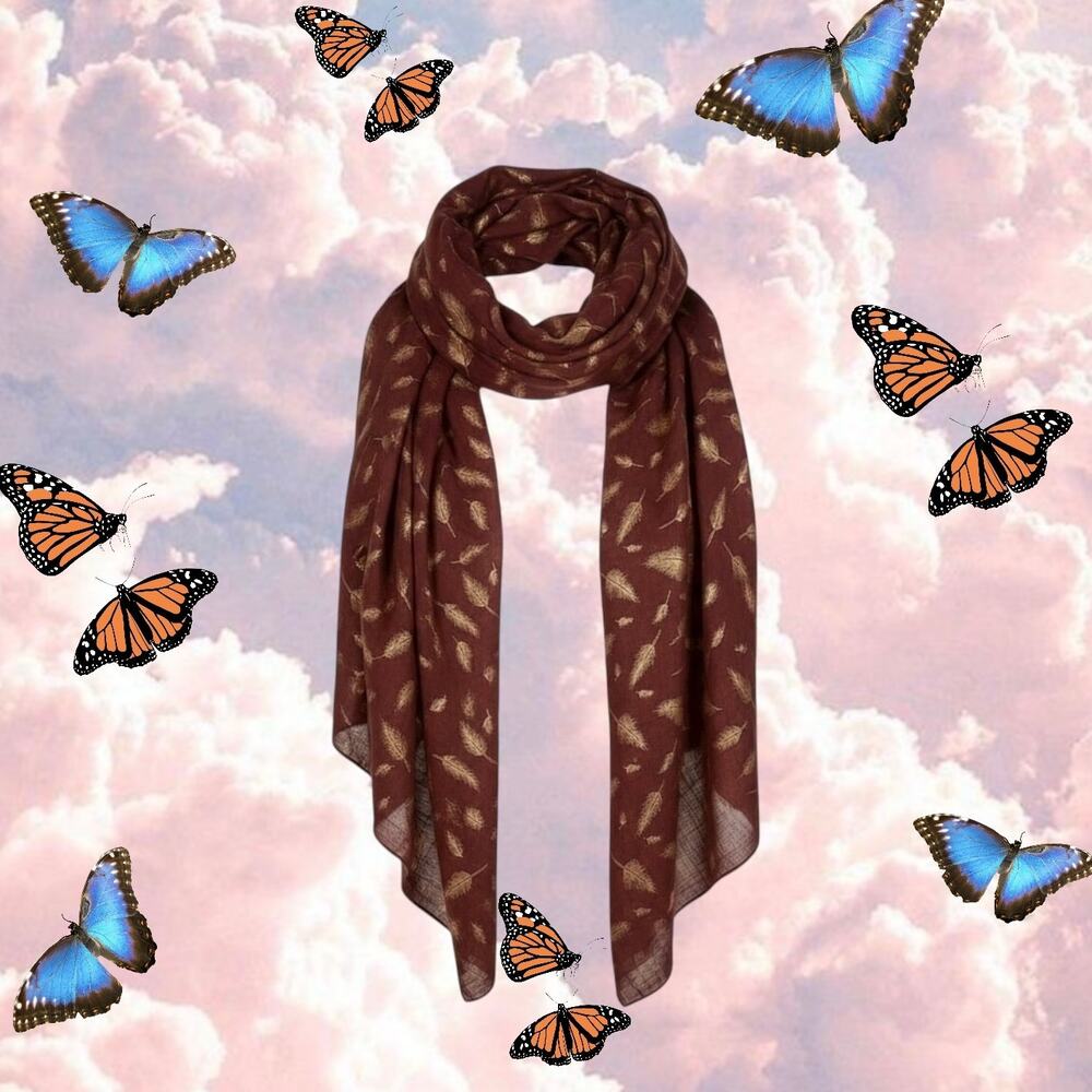 Style 101 Maroon and Gold Feather Scarf